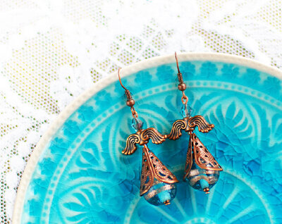 Amazing Angels earrings turquoise blue color