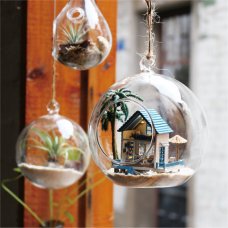 夏日迷你海滩小屋玻璃球