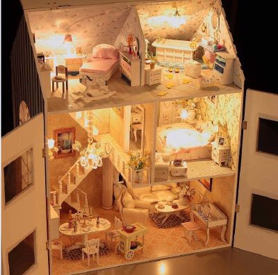 DIY小屋 超大型恶作剧之吻【梦想家园】带灯别墅木屋模型手工礼物