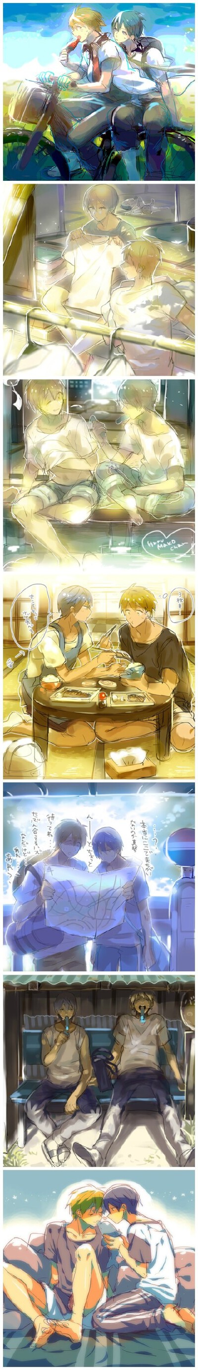#Free!# [畫師:hamatin id=37768904 侵刪] 這組圖不要太溫馨啊啊啊啊!!!!! 評分> http://t.cn/zQ8TtsV