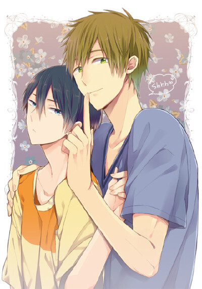 #Free！# #真遥# 脑补【遥 ：唔…怎么那么吵？ 真琴：嘘……！】然后~默默抱走啊哈哈哈哈哈 [pixiv]畫師：にもだ/ｲﾝﾃ大阪 ノ35a「グッコミのまこはる本表紙元絵」打分＞＞http://t.cn/zQEeJje【侵删/id=37807808…