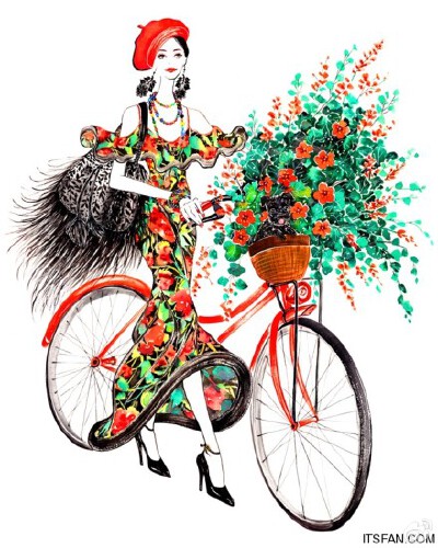 好看de时尚插画——花朵女神
