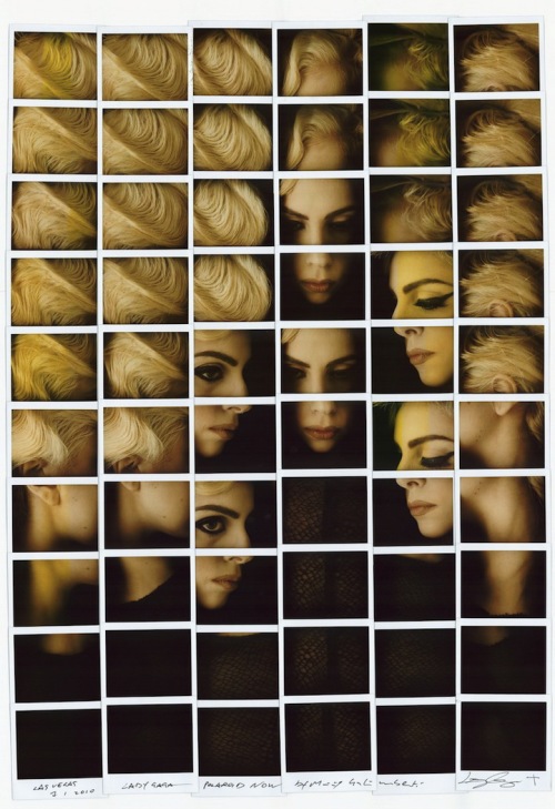 Lady Gaga——摄影家Maurizio Galimberti擅长用宝丽来照片组合成其独树一帜的肖像作品，马赛克般的排列却呈现出一种乐曲式的段落与和谐感