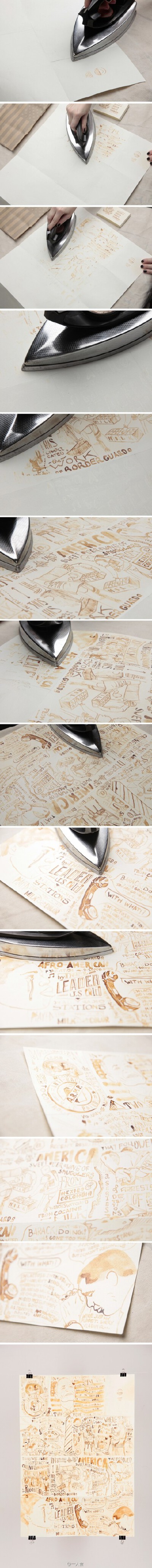 用牛奶在纸上画画，等30分钟全部干透后，再用熨斗 熨纸#B162#