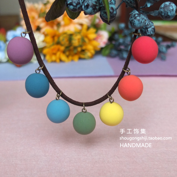 棉花糖系列·彩虹 糖果色 百搭 毛衣链 项链 手链 发圈