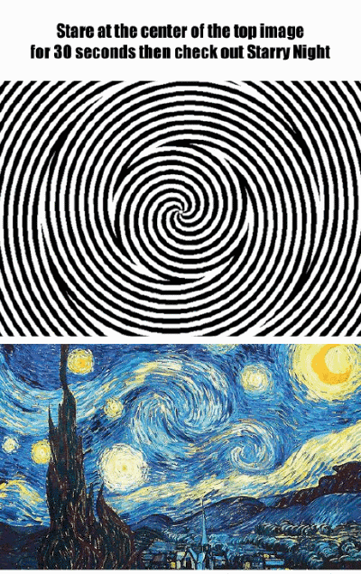 请盯着上图看30秒，再看下图的《星夜》。。。原来名画是这样欣赏的！
