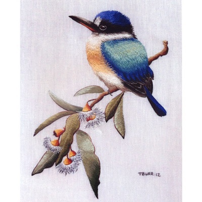 Country Bumpkin &amp; Inspirations - beautiful embroidery &amp; smocking: Trish Burr Embroidery - Trish Burr Embroidery Kit - Forest Kingfisher