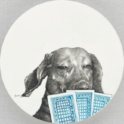 Cool Dog Φ40cm acrylic ink on canvas，北京设计师zhao na作品