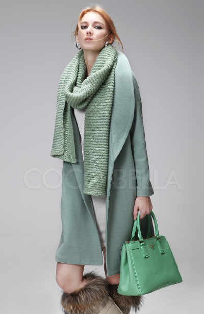 COCOBELLA 2013秋冬欧美范 蚕茧型青果领长款大衣/毛呢外套CT17