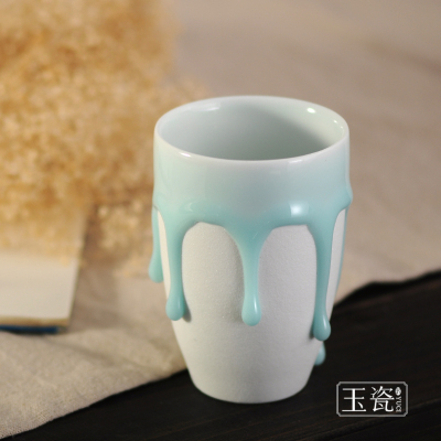 玉瓷记陶瓷手工杯 影青珍珠釉杯 简约陶瓷水杯咖啡杯 情人礼物