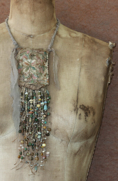 TEMP HOLD for DB - Minoan Nouveau Bead Work Pouch Pendant