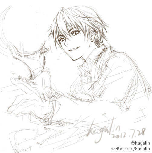 二黄。我越来越喜欢这种初稿的说。。。画师@kagelin