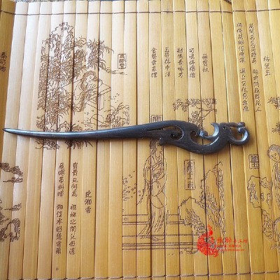 古典手工黑檀木凤凰发簪复古檀木凤头簪子盘发满38包邮送耳环3042