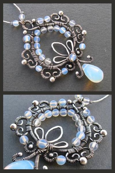 opalite silver necklace by annie-jewelry