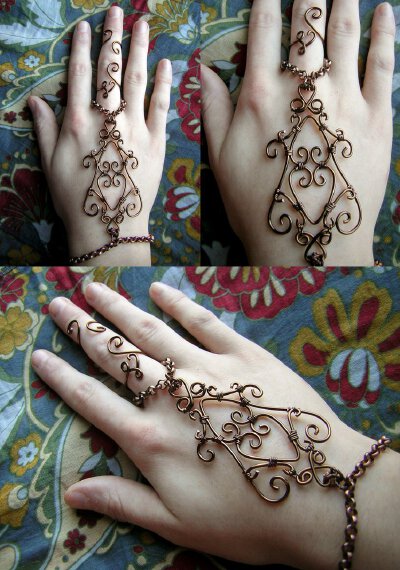 Wire Wrapped Henna Slave Bracelet by RachaelsWireGarden