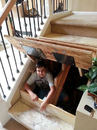 What a great idea for a safe place to hide in case of intruders. You could even set it up so you could lock yourself in if needed.