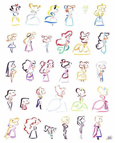 Disney Tattoo outlines. I love mulan and the chick from treasure planet. and the one from Atlantis. And the Paperwoman. gah.
