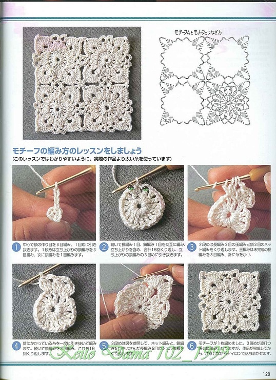Crochet square motifs joined