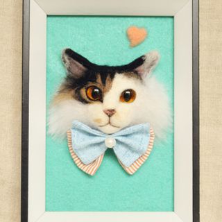 【荳小Nia手作】羊毛毡猫咪头像相框 宠物形象定制 羊毛毡猫咪的图片