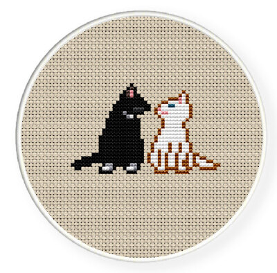 Instant Download,Free shipping,Cross stitch pattern, PDF,cats in love,zxxc0095