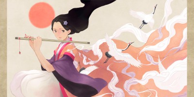 【白露集】 古风写意水彩手绘插画 鹤裳。 作者: 猫小犬