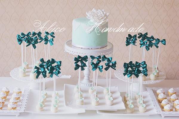 Alice Handmade 薄荷绿粉绿浅绿小清新风格婚礼派对甜品台套餐