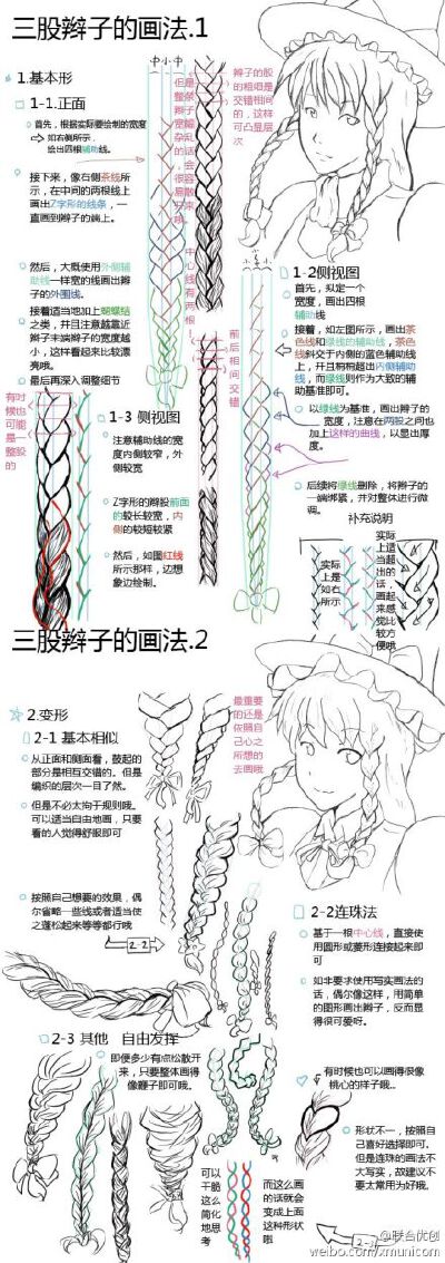 绘画 手绘 教程 动漫 “Qianxi丶【三股辫画法】