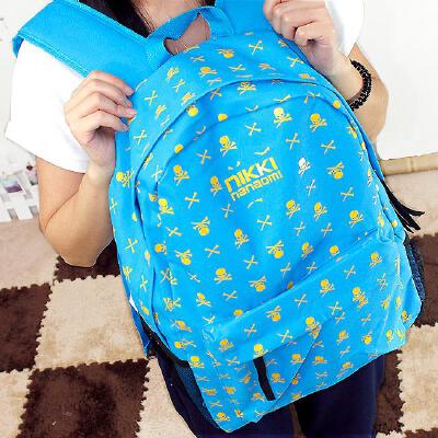 潮流女款韩版双肩包背包撞色学院风骷髅头学生书包旅行包