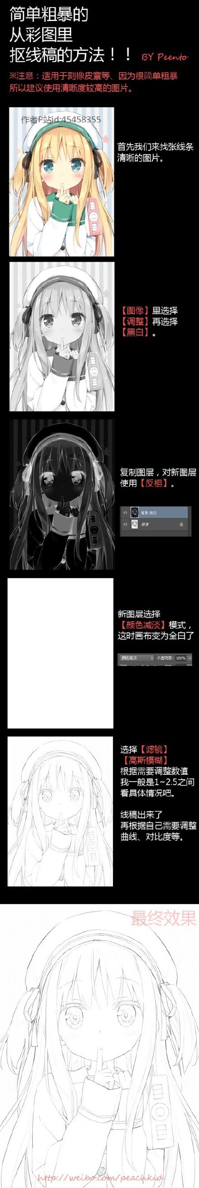 分享如何快速用photoshop简单粗暴的抠线稿，建议使用线条清晰，分辨率较高的图片，简单几步即可以完成，相当实用~转需吧！