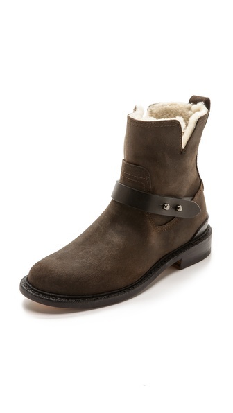 Rag &amp;amp; Bone Ashford 连毛羊皮衬里短靴