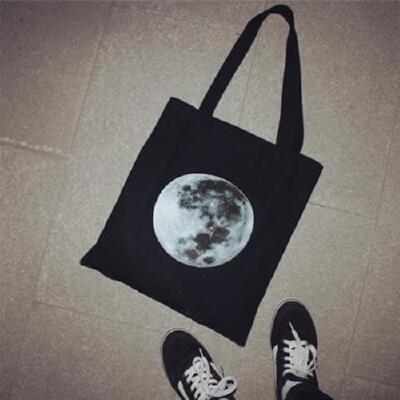 LYINLE原创Moon设计星球手工帆布包单肩斜挎手提包