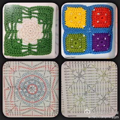 #钩针 花片 花边 图解# 阳光下，一人一猫，一针一线，静静地编织时光，这就是幸福了吧～