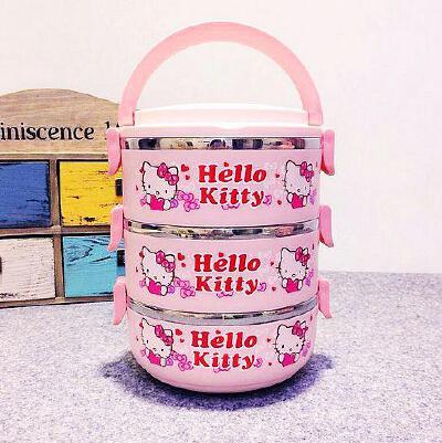 hello kitty不锈钢保温饭盒 KT猫双层保温饭盒