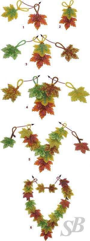 Beaded leaves maple leaf necklace