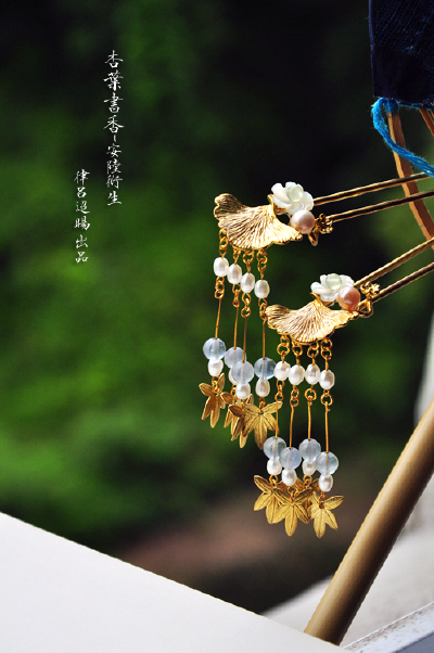 【簪花旧事】杏叶书香流苏钗。