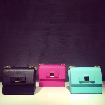 CHOC LEE BOUTIQUE：BOWKNOT 三色牛皮链条小包