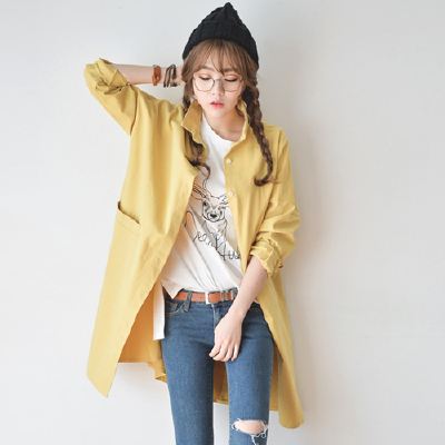 韩国代购进口直发justone正品2015春季新款女装韩版长款风衣外套
