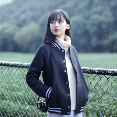 小镇姗姗 栀子香气 原创自制宽松BF风复古针织棉棒球衣 两色