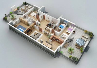 double patio apartment
