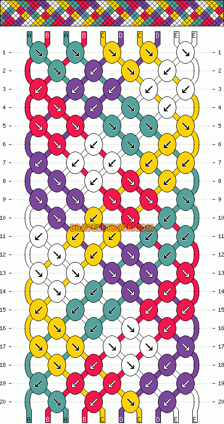 Learn how to tie your own friendship bracelets! _____ _____ _____ _____ _____ _____ _____ Friendship bracelet pattern 3162 by mikkomix #friendship #bracelet #wristband #craft #handmade #DIY #braceletbook #howto #instructions #pattern #plaid #woven #spripes #braid