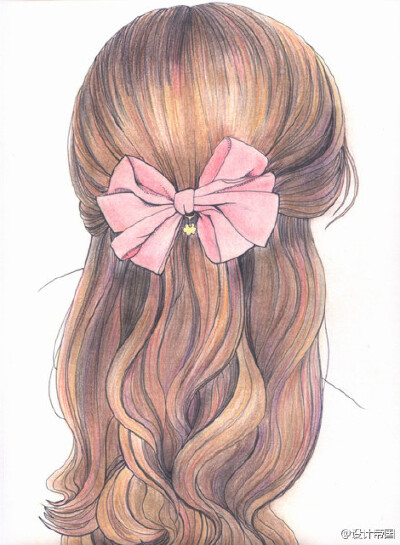 各种漂亮发型的彩铅插画｜来自 margieQH