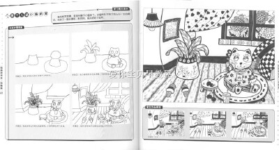 正版 青少年宫美术教学专业教材 线描画课堂 人物景物动物创意篇