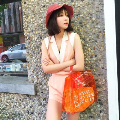 niconico 蔡珍妮の店 一分钟就能出门的 橘粉色 连体裤 好穿到底