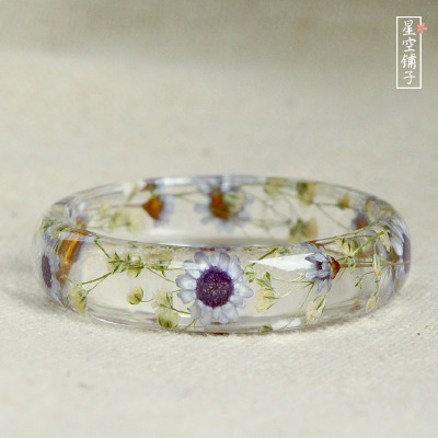 星空铺子手工树脂干花手镯原创永生花植物标本情人节闺蜜生日礼物