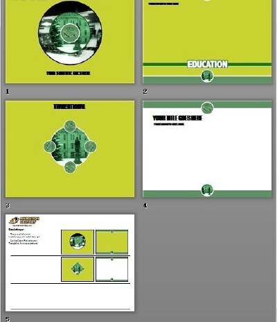 黄绿圆环学府图大学教育类PPT模板www.2ppt.cn