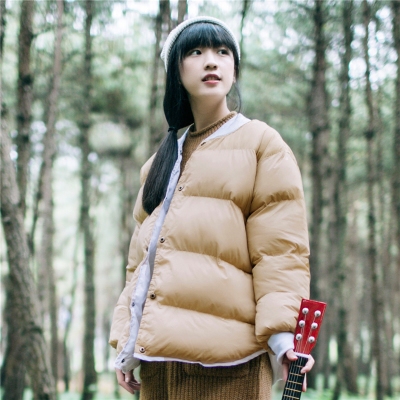 小雨良品 小清新文艺范外套女秋冬短款羽绒服2015女短款学生棉服