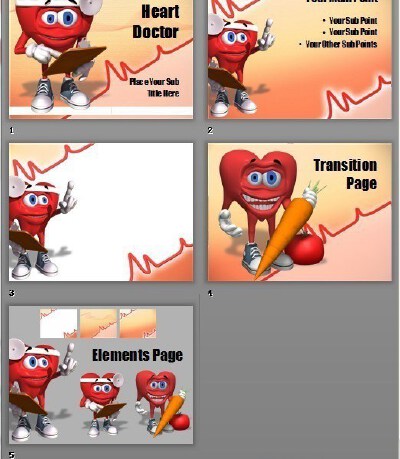 红色拟人心脏图像医科类PPT模板www.2ppt.cn