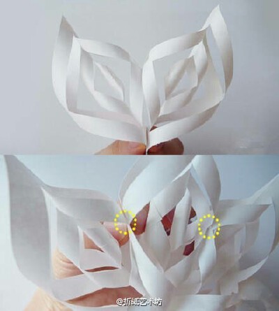 立体雪花窗花折纸～，漂亮极了，转给手工控~(转)