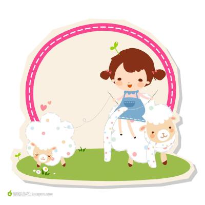 小女孩织毛衣