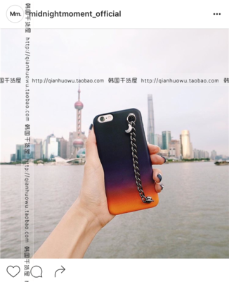 代购 韩国MIDNIGHT代购直邮金属链条流苏韩版iphone6/6plus手机壳男女